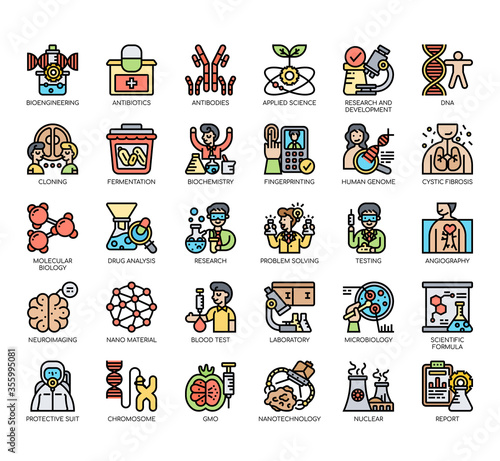 Set of bioengineering thin line and pixel perfect icons for any web and app project.