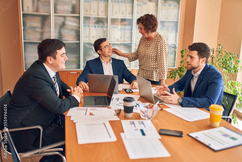 Business lawyers workers meeting at law firm office. Professional executive partners working on finance strategry at the workplace Business lawyers workers meeting at law firm office. Professional executive partners working on finance strategry at the workplace