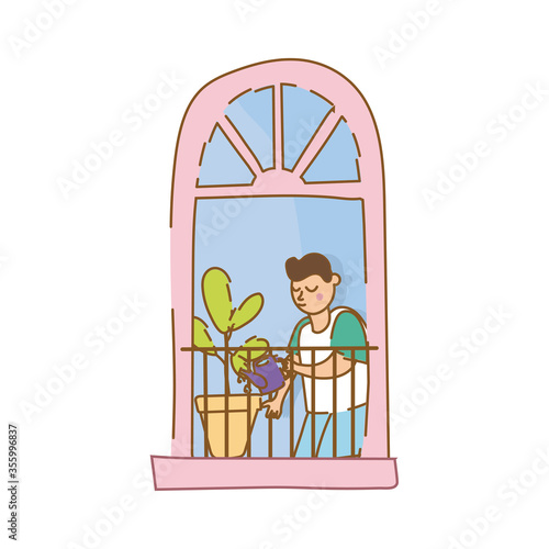 man care houseplant in apartment window for quarantine free form style
