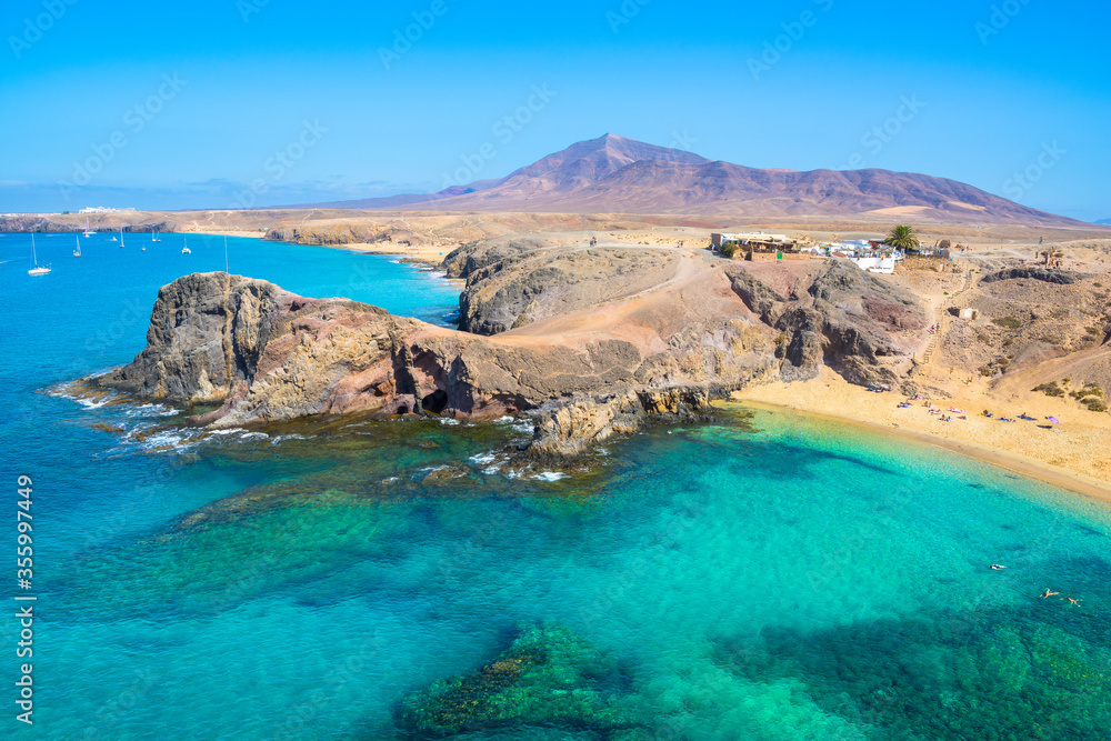 Beautiful view of Parrot Beach ( Papagayo Beach) - Lanzarote, Canary Islands - Spain