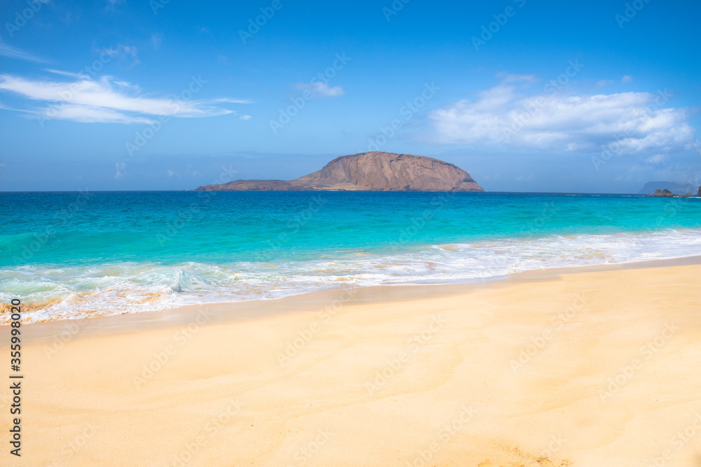 Beautiful view of Shells Beach (Playa de Las Conchas) - La Graciosa Island - Lanzarote  - Canary Islands, Spain