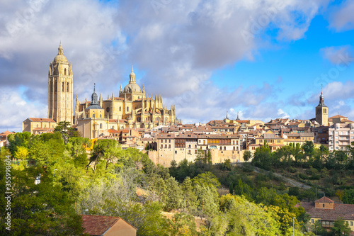 Beautiful view of Segovia Cathedral - Segovia, Spain