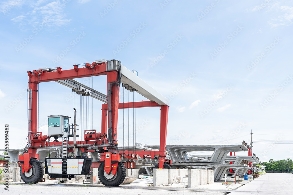 Stock precast segmental box girder bridge, Bridge with Straddle Carrier Gantry Crane construction, Concrete industrial factory, Express way project Stock precast segmental box girder bridge, Bridge with Straddle Carrier Gantry Crane construction, Concrete industrial factory, Express way project
