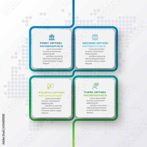 Business infographics template 4 steps with square,Element for design invitations,Vector illustration.