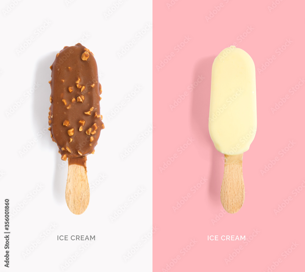 Creative layout made of ice cream. Flat lay. Food concept. Creative layout made of ice cream. Flat lay. Food concept.
