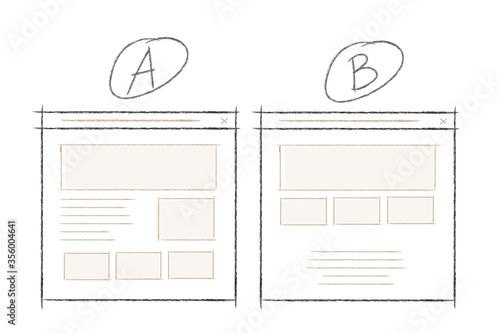 ab testing user interface layout web design sketch hand drawn drawing style vector illustration