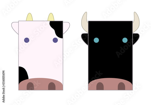 四角の大きな牛の顔キャラクターイラスト Stock Illustration Adobe Stock