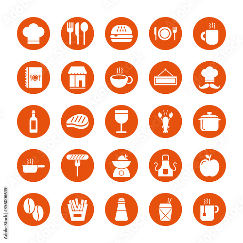 coffee and restaurant set icons