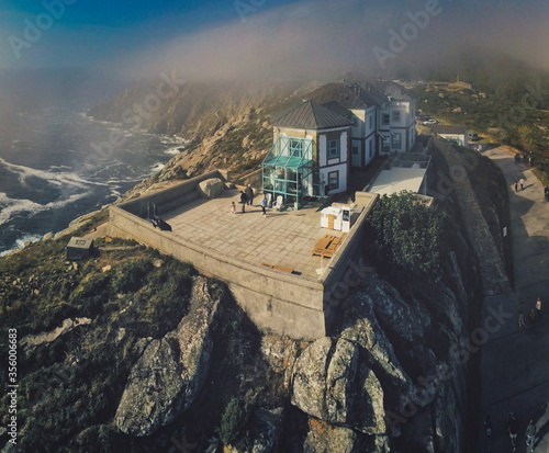 Lighthouse of Finisterre in Galicia,Spain. Aerial view by drone photo