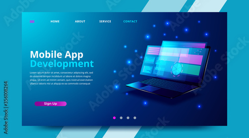 Web development, coding and programming responsive layout internet site or app of devices. Vector illustration