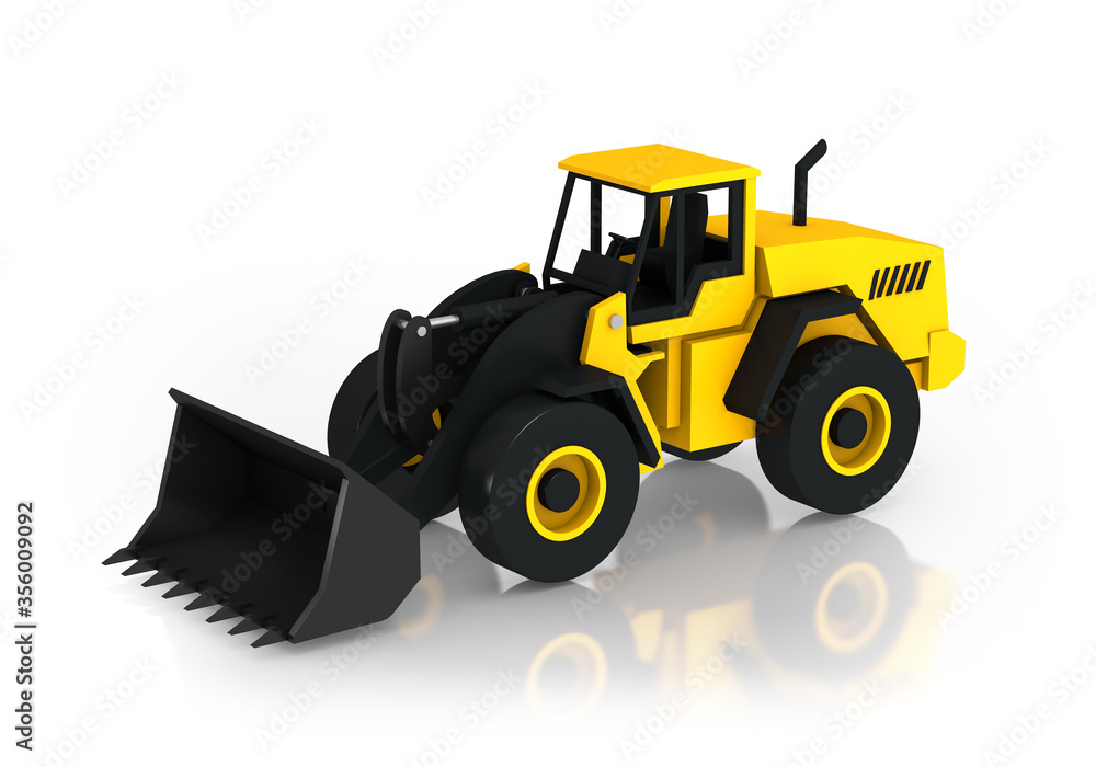 3d illustration of a heavy front loader. 3d icons for the site. 3d modeling 3d illustration of a heavy front loader. 3d icons for the site. 3d modeling