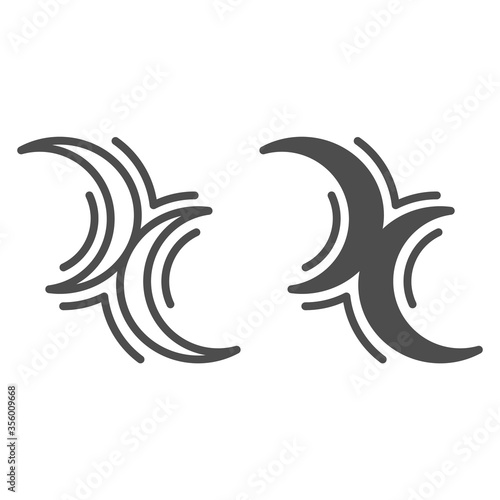 Bisexual Pride symbol line and solid icon, LGBT concept, Bisexuality sign on white background, Double moon icon in outline style for mobile concept and web design. Vector graphics.