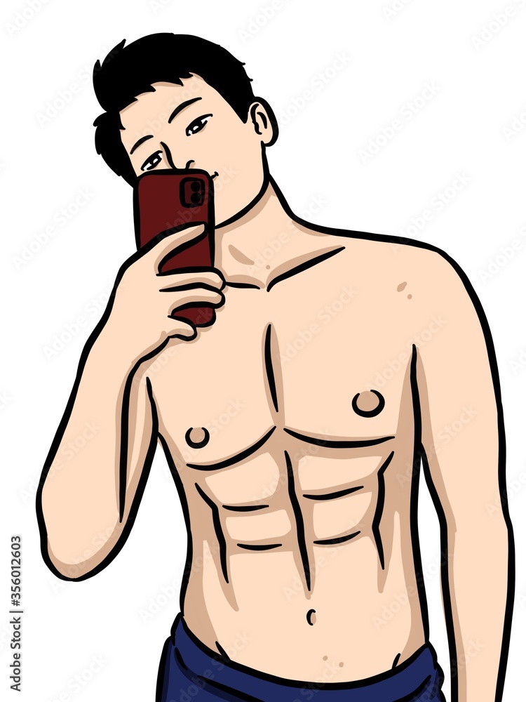 Naklejka premium cartoon sexy man on white background