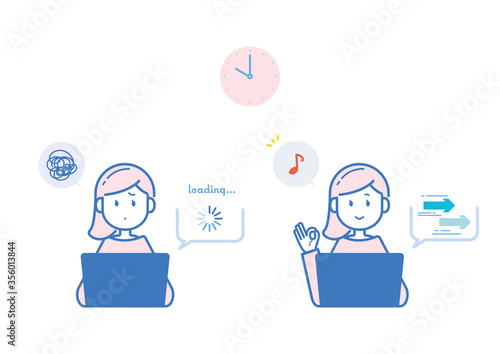 インターネットの通信速度の差　イラストセット