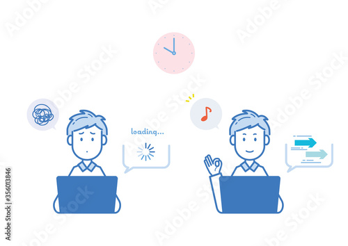 インターネットの通信速度の差　イラストセット