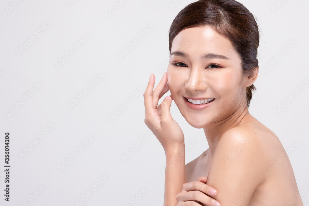 Beauty Asian woman smile with clean Facial treatment fresh skin Beauty Asian woman smile with clean Facial treatment fresh skin