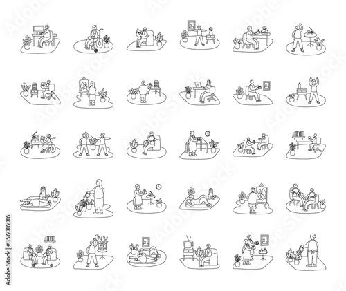 eldery people practicing activities in home scenes
