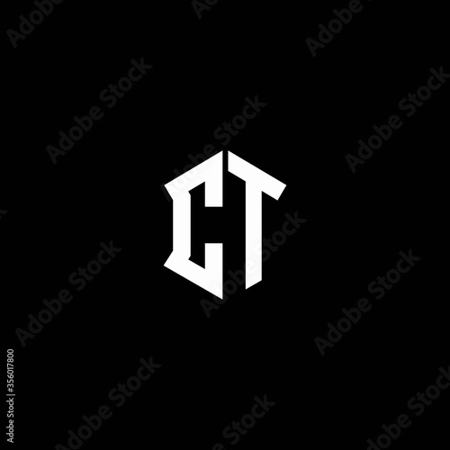 ct logo monogram with shield shape design template