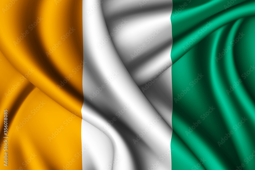 Obraz premium waving silk flag of Ivory Coast