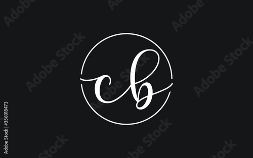 cb or bc Cursive Letter Initial Logo Design, Vector Template