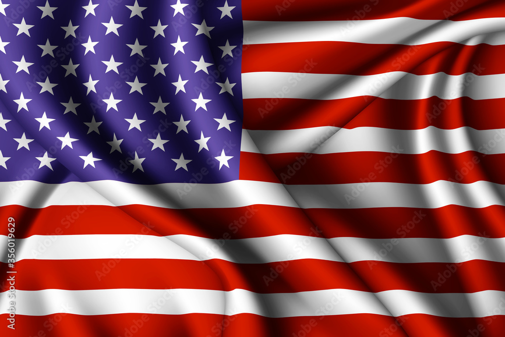 Fototapeta premium waving silk flag of United States