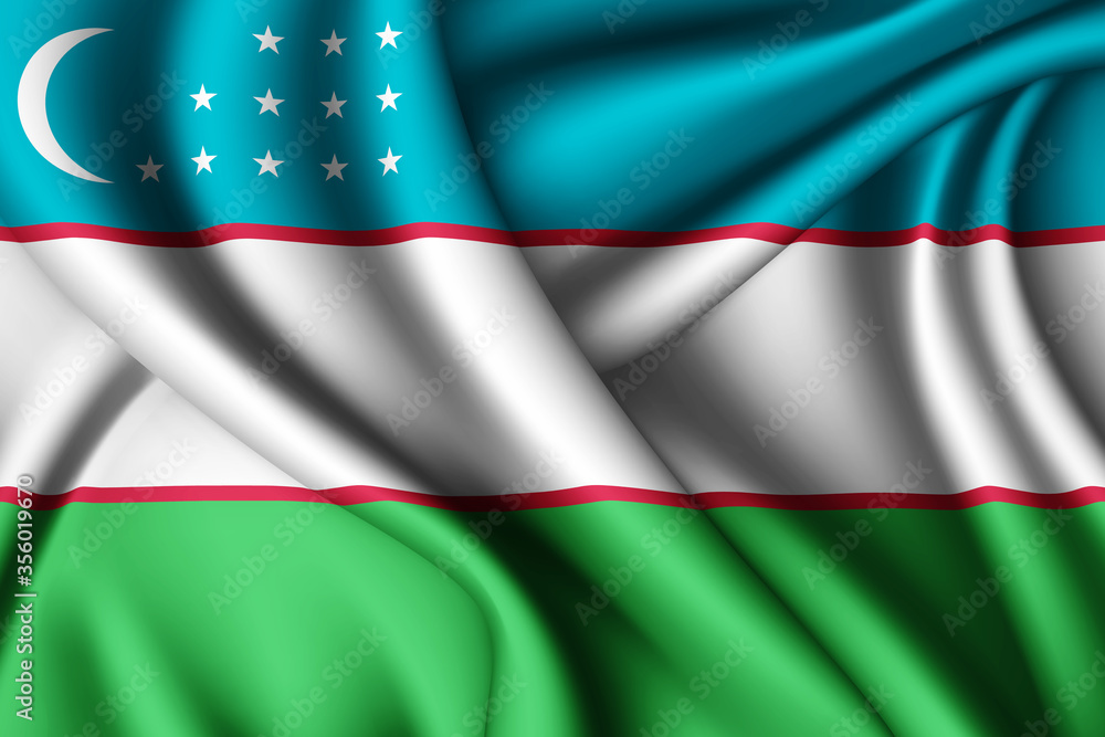Obraz premium waving silk flag of Uzbekistan