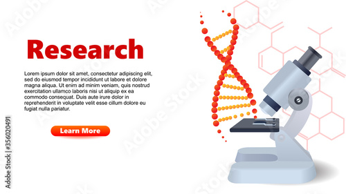 research science microbiological concept. microscope and DNA vector illustration