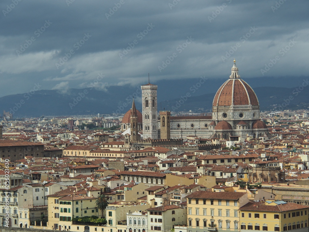 landscape view of Cathedral of Santa Maria del Fiore (Duomo), Florence, Italy