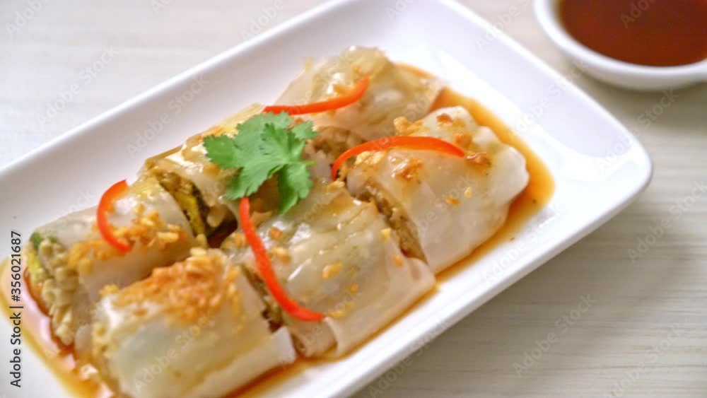 Chinese Steamed Rice Noodle Rolls - Asian food style Chinese Steamed Rice Noodle Rolls - Asian food style