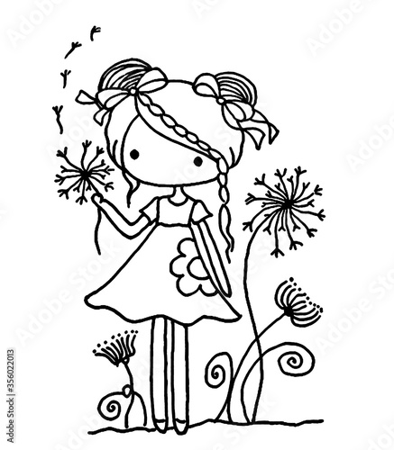 cartoon little girl drawing