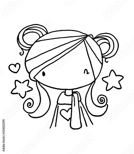 cartoon little girl drawing