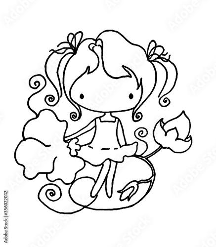 cartoon little girl drawing