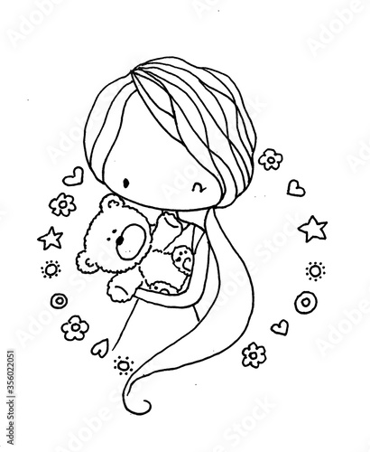 cartoon little girl drawing
