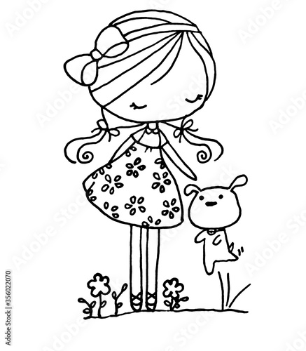 cartoon little girl drawing