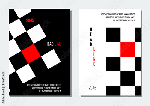 black and red chessboard abstract geometrical cover, business or corporate