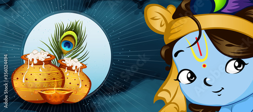 illustration of happy Janmashtami. Lord Krishna.web page,poster and banner.