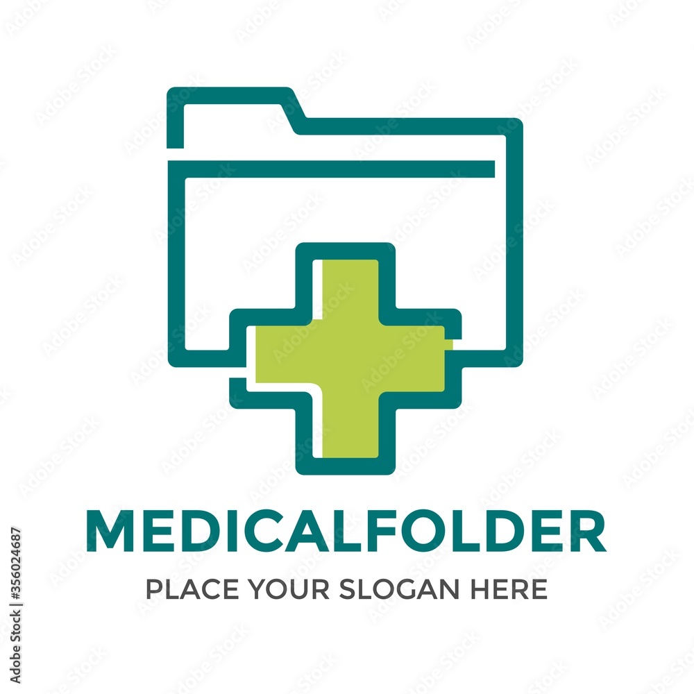 Medical folder vector logo template. This design use cross symbol. Suitable for data. Medical folder vector logo template. This design use cross symbol. Suitable for data.