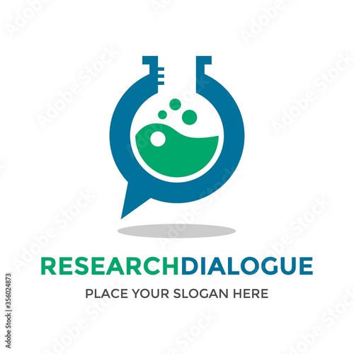 Research vector logo template. This design use bottle and chat symbol. Suitable for analysis.