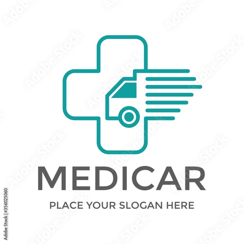 Medical Car vector logo template. This design use cross symbol. Suitable for health or hospital.