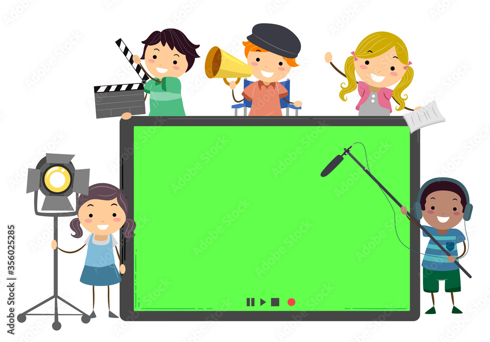 Stickman Kids Media Production Tab Illustration Stickman Kids Media Production Tab Illustration