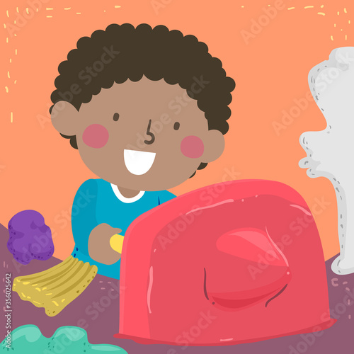 Kid Boy Poking Clay Sensory...