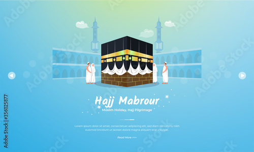 Muslim holiday of Eid al adha mubarak with hajj mabrour on kaaba illustration concept