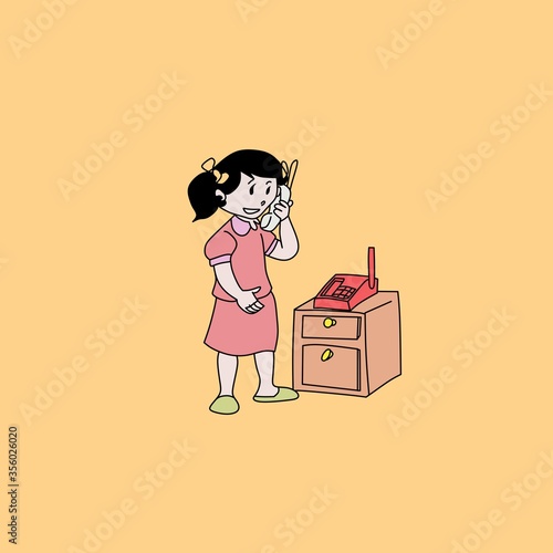 vector illustration of a grapic girl on the phone