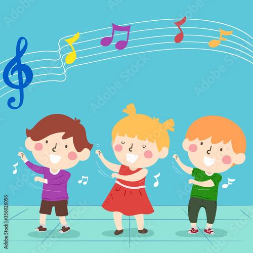 Kids Swaying Beat Music Illustration