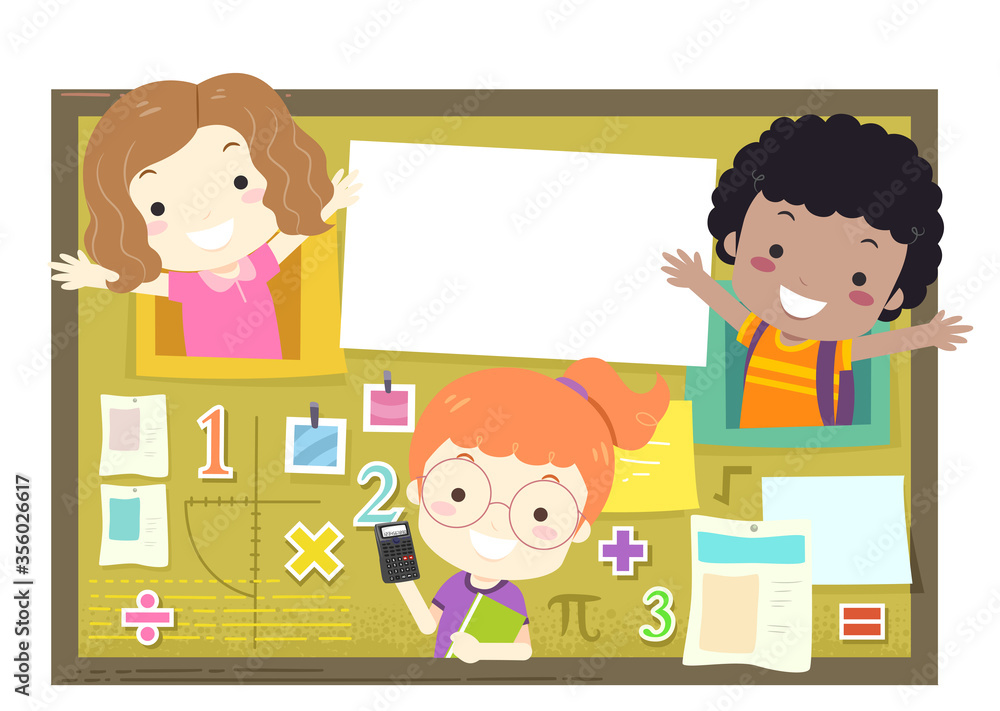 Kids School Math Bulletin Board Illustration Kids School Math Bulletin Board Illustration