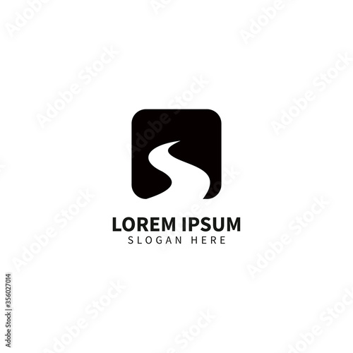 road logo template design vector. street