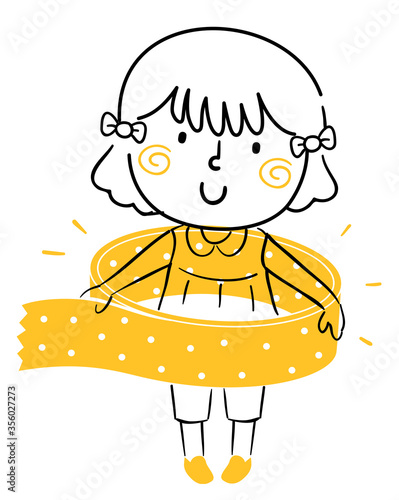 Kid Girl Doodle Washy Tape Illustration