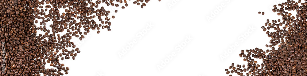 Coffee beans isolated on white background. Panorama Coffee beans isolated on white background. Panorama