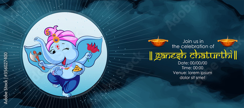 vector illustration of Lord Ganpati caricature background for Ganesh Chaturthi festival of India
