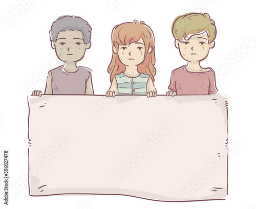 Kids War Victim Banner Illu...
